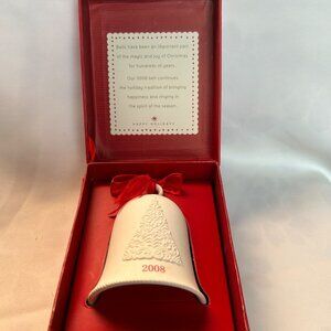 Hallmark 2008 Porcelain Dated Christmas Bell Ornament In Original Box 3”x 4”
